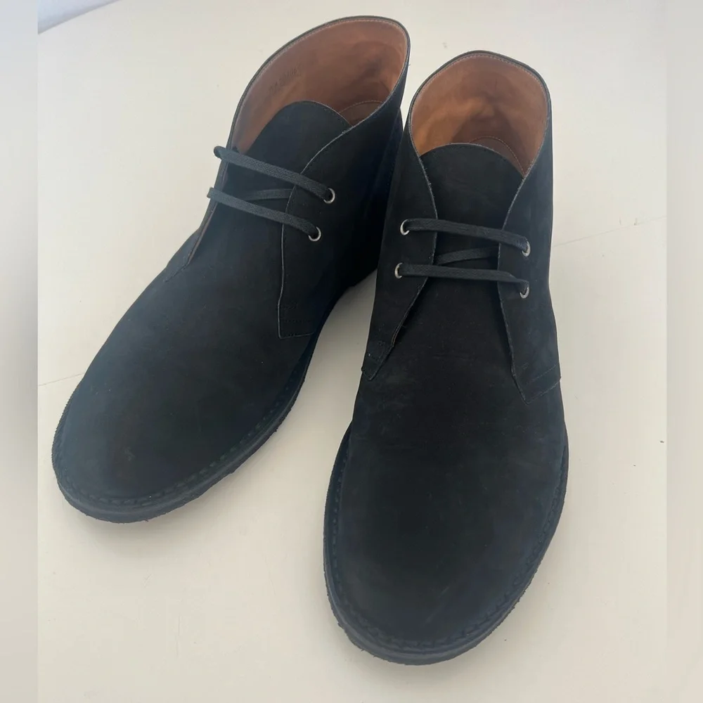 Yves Saint Laurent Oran Lu Nubuck Black‎ Leather Lace-Up Shoes Size 44